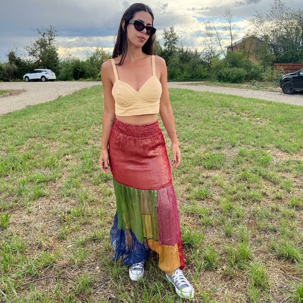 FARM RIO COLOR BLOCK SKIRT